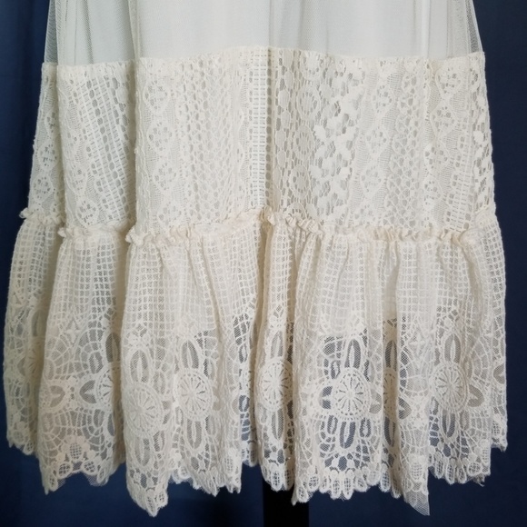 RYU Anthro Antique White Embroidered Lace Dress - Picture 4 of 8